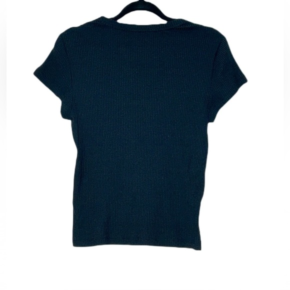 NWT Madewell Black Ribbed Crewneck Tee with Short Sleeves, Slim Fit, Size Medium - Picture 5 of 12